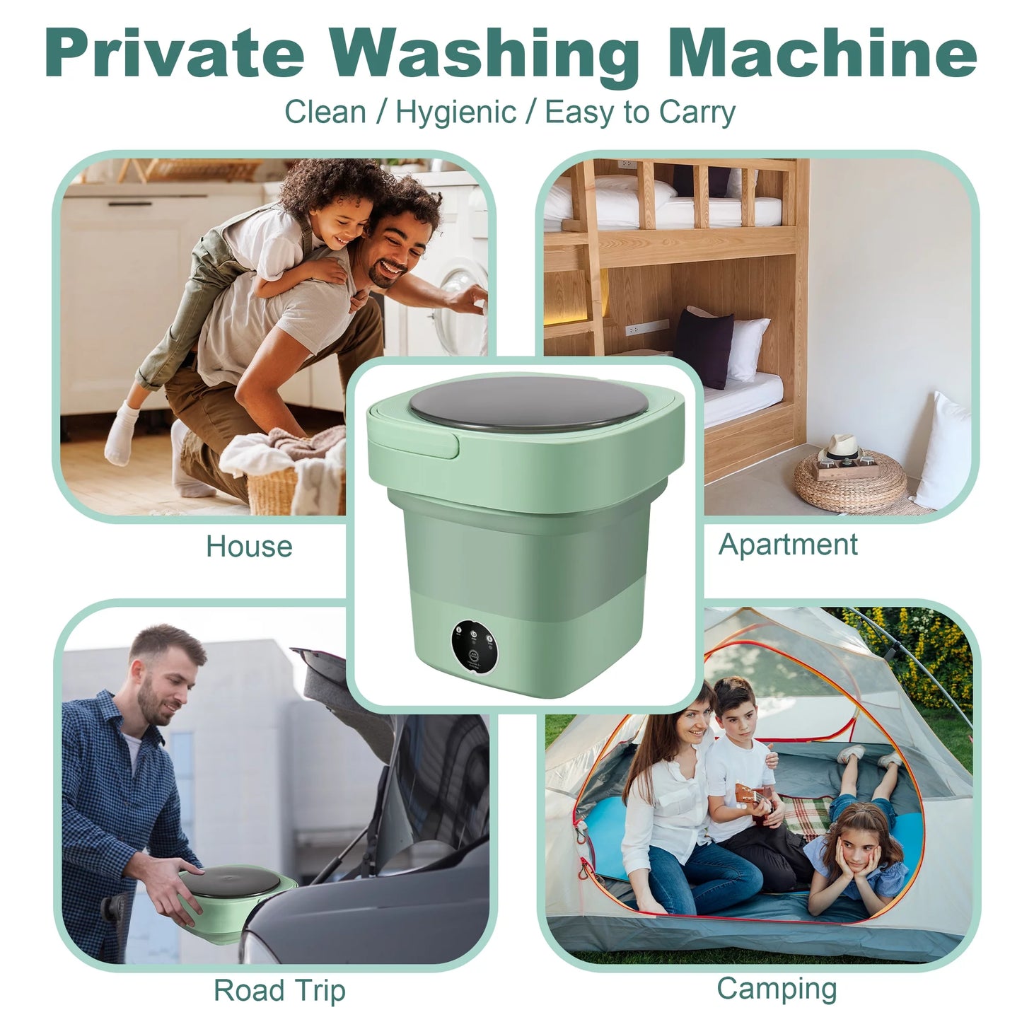 6.5L Foldable Mini Small Portable Washer Washing Machine for Apartment, Laundry, Camping, RV, Travel, Underwear, Socks, Baby Clothes (110V-260V)