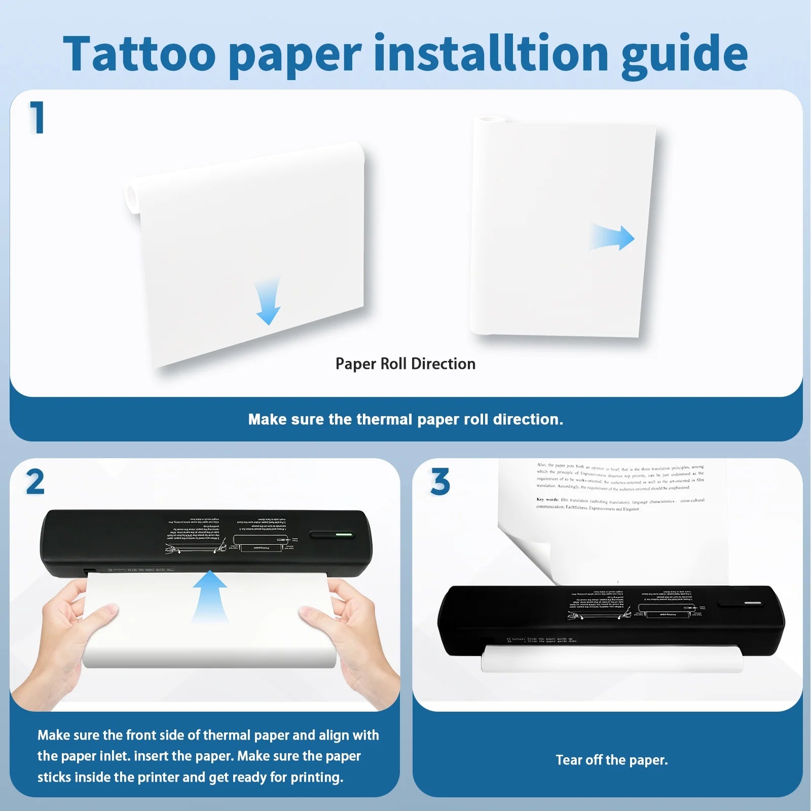 Wireless Portable Printers - A4 Thermal Printer - Bluetooth Printer Compatible with IOS Android Phone and Laptop, Monochrome for Travel, Mobile Office, School, Home