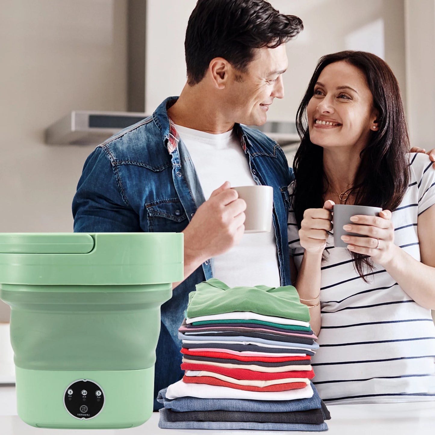 6.5L Foldable Mini Small Portable Washer Washing Machine for Apartment, Laundry, Camping, RV, Travel, Underwear, Socks, Baby Clothes (110V-260V)