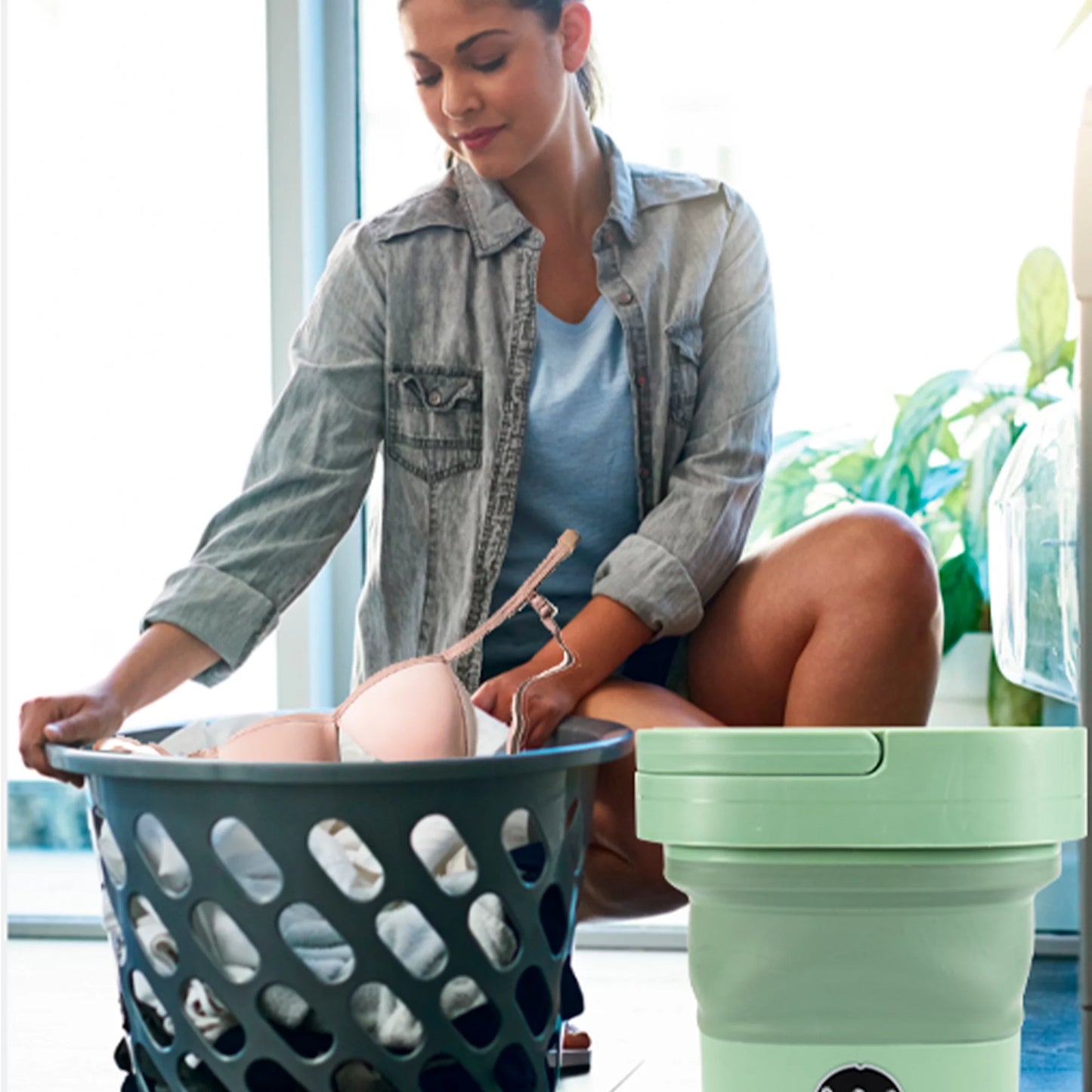 6.5L Foldable Mini Small Portable Washer Washing Machine for Apartment, Laundry, Camping, RV, Travel, Underwear, Socks, Baby Clothes (110V-260V)