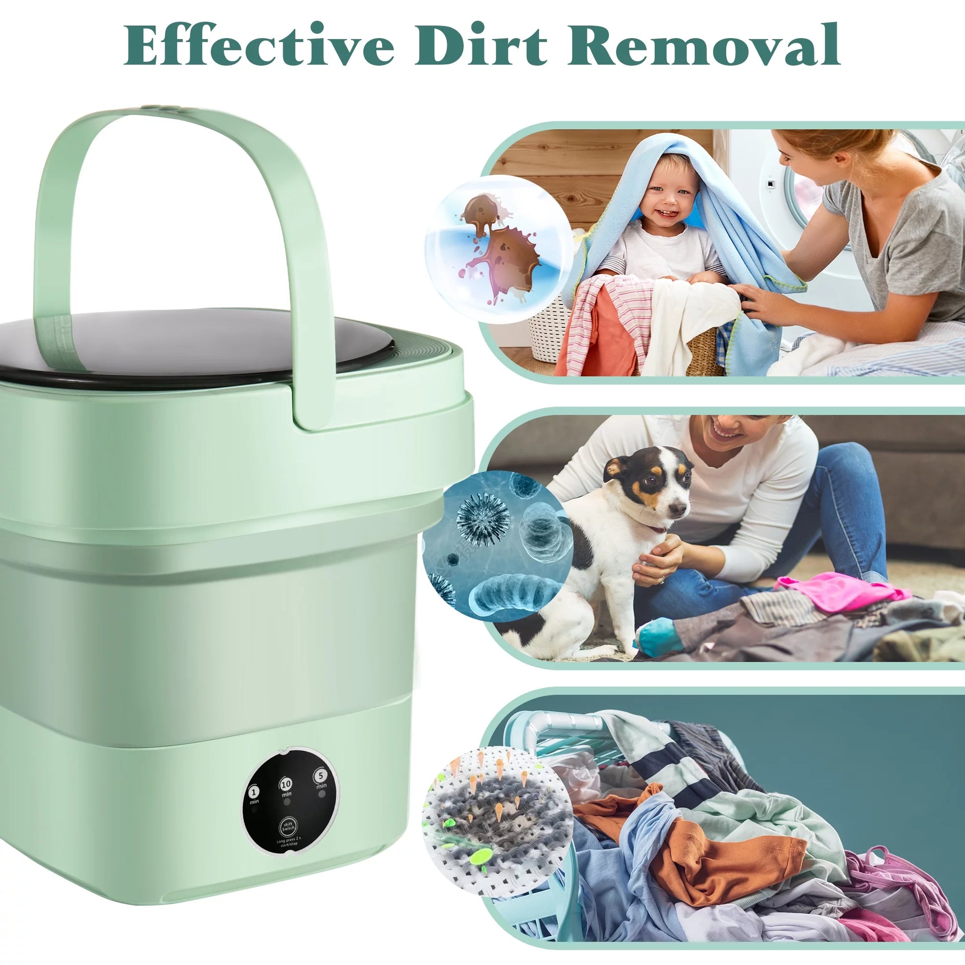6.5L Foldable Mini Small Portable Washer Washing Machine for Apartment, Laundry, Camping, RV, Travel, Underwear, Socks, Baby Clothes (110V-260V)